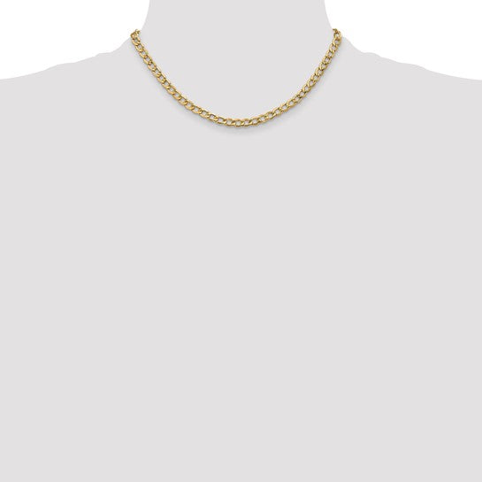 10KT Yellow Gold 5.25mm Semi-Solid Curb Chain