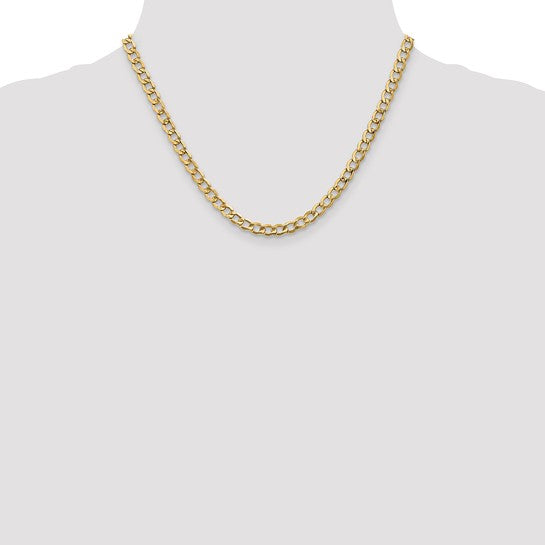 10KT Yellow Gold 5.25mm Semi-Solid Curb Chain