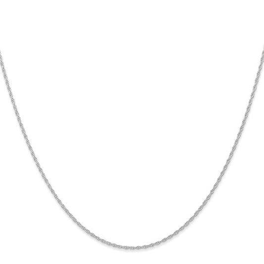 14KT White Gold 14 inch Carded .95mm Cable Rope with Spring Ring Clasp Chain