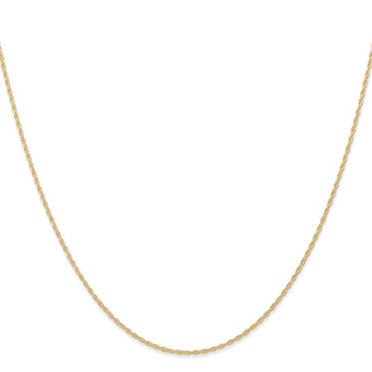14KT Yellow Gold 18 inch Carded .95mm Cable Rope with Spring Ring Clasp Chain