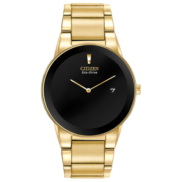 Citizen Eco-Drive Axiom Gold Tone Black Dial Watch 40mm