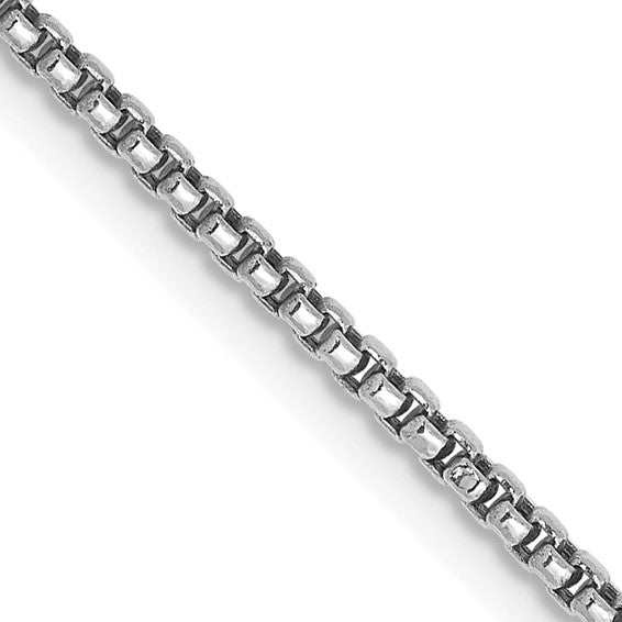 14KT White Gold 30 inch 1.5mm Semi-Solid Round Box with Lobster Clasp Chain