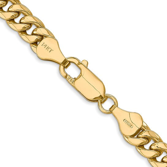 14kt Yellow Gold 28 inch 6mm Semi-Solid Miami Cuban with Lobster Clasp Chain