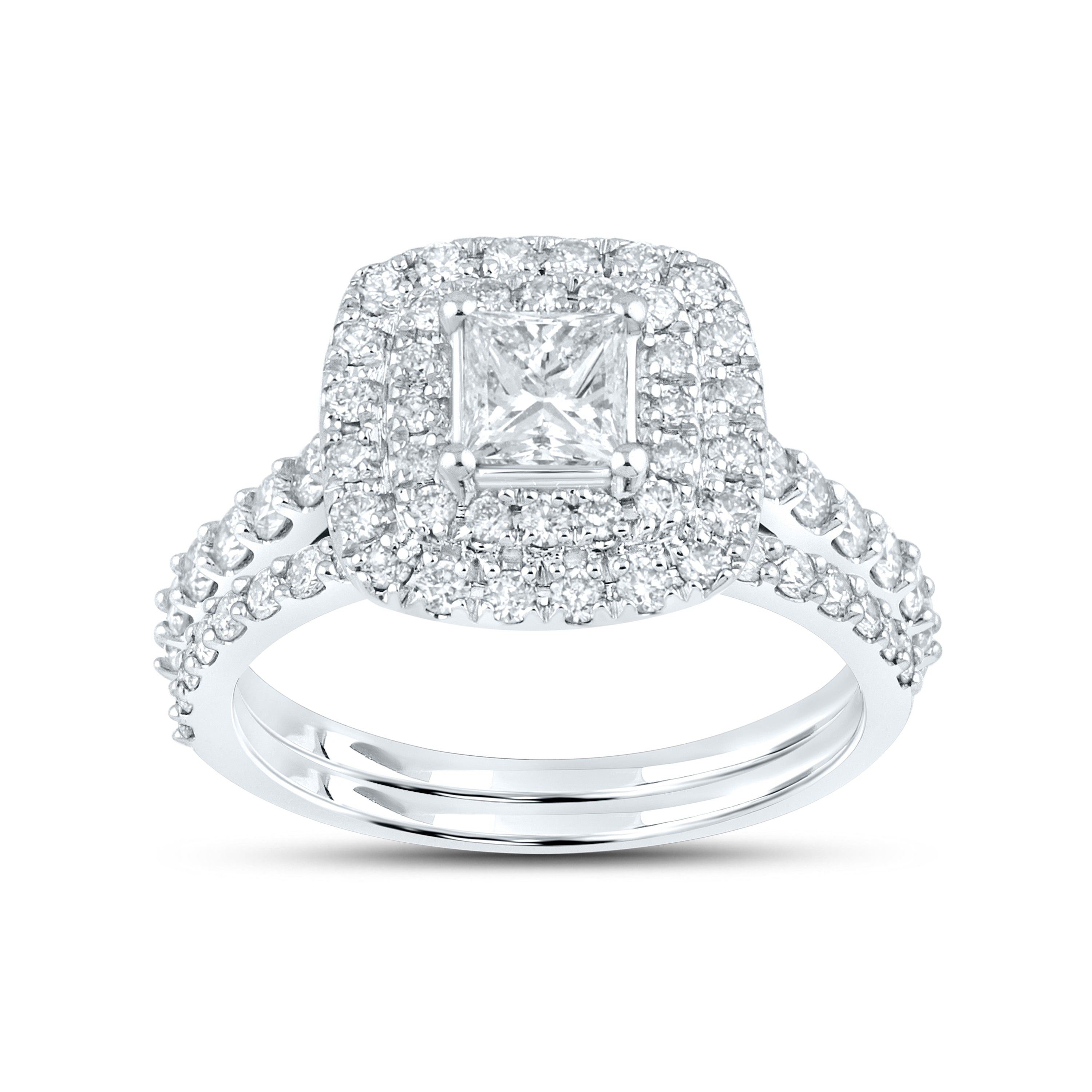 10kt white gold 1.54 CTW Natural Diamond Bridal ring set