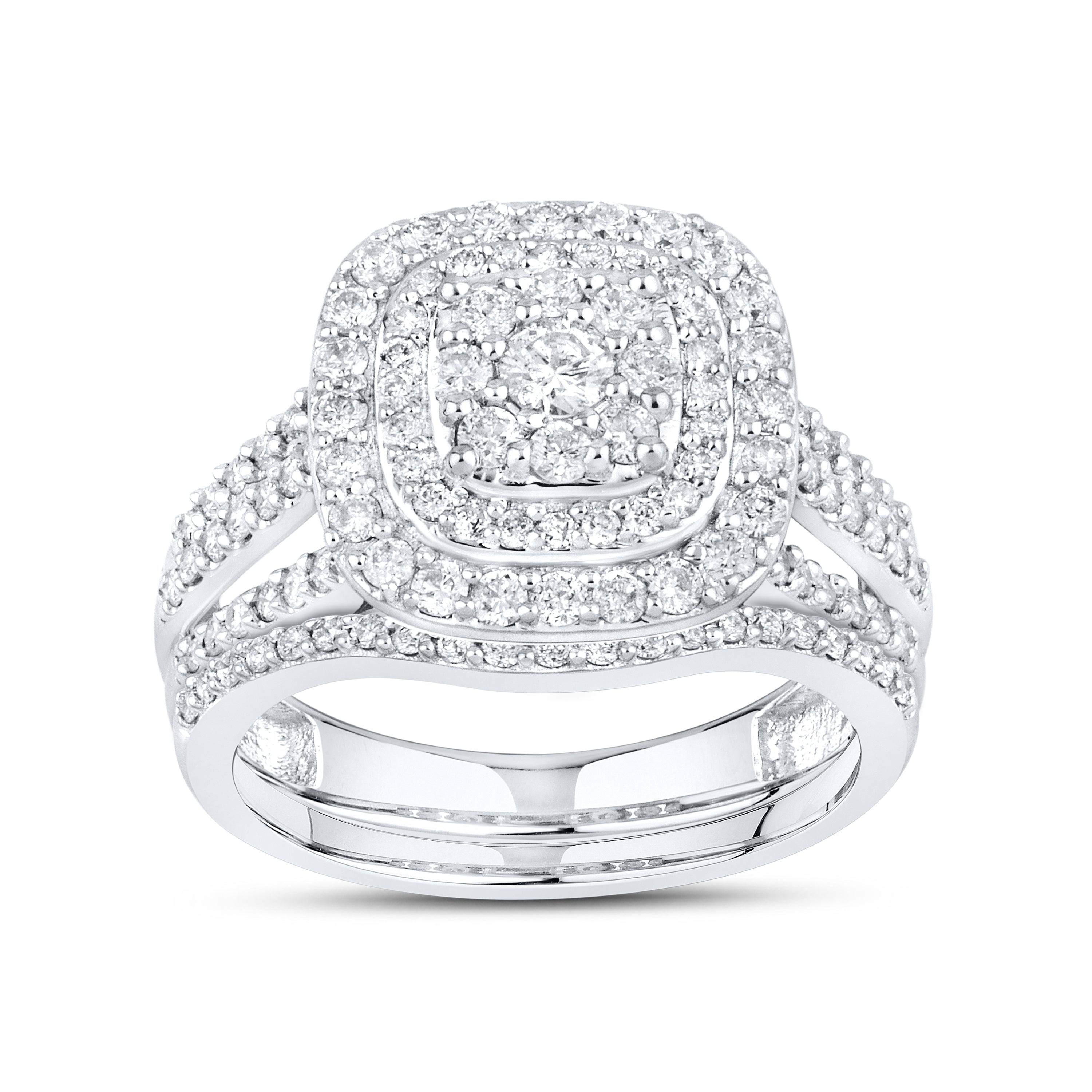 14kt White Gold 1.14 CTW Natural Diamond Bridal Ring Set