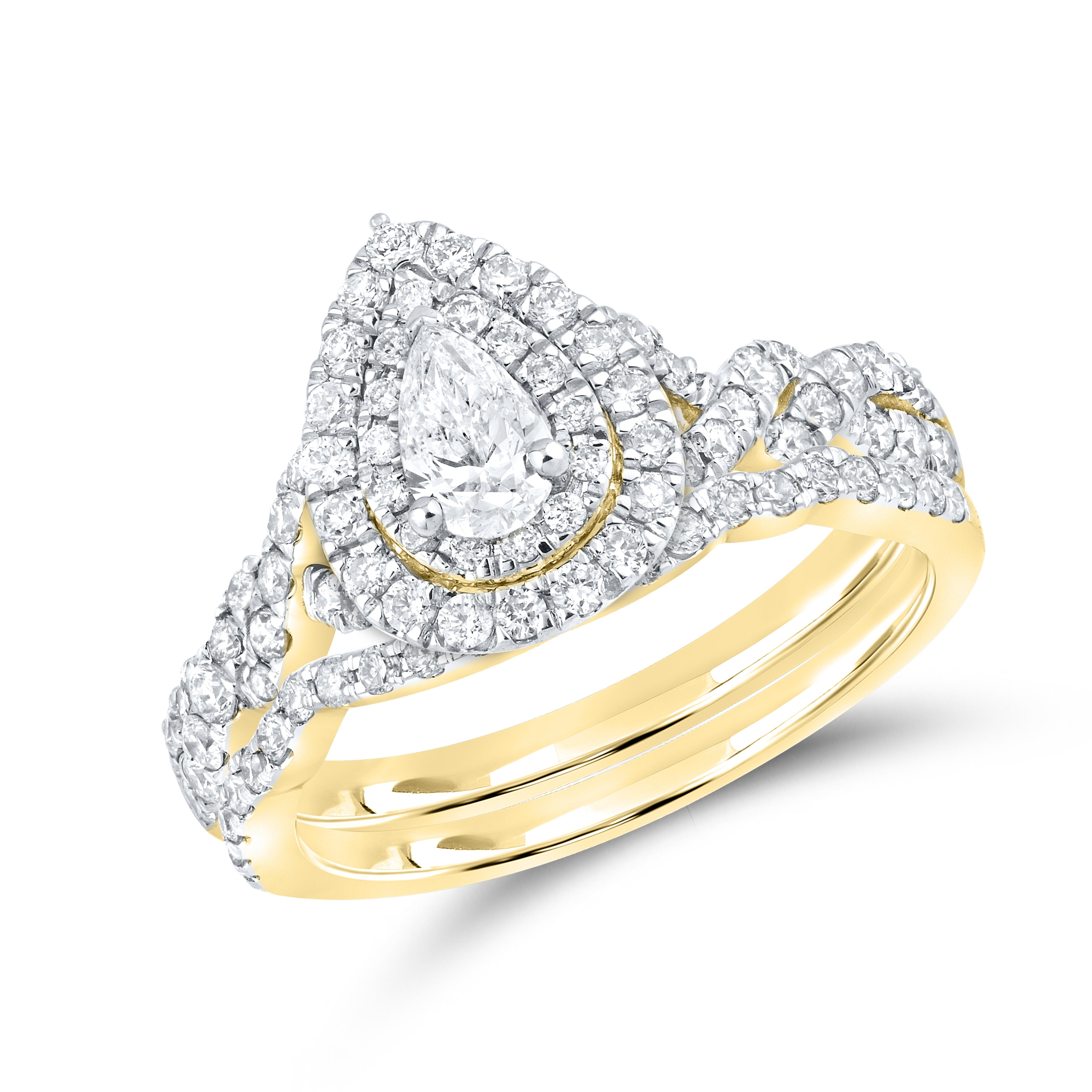 10KT YELLOW GOLD 1.03 CTW Pear Shape Bridal ring set