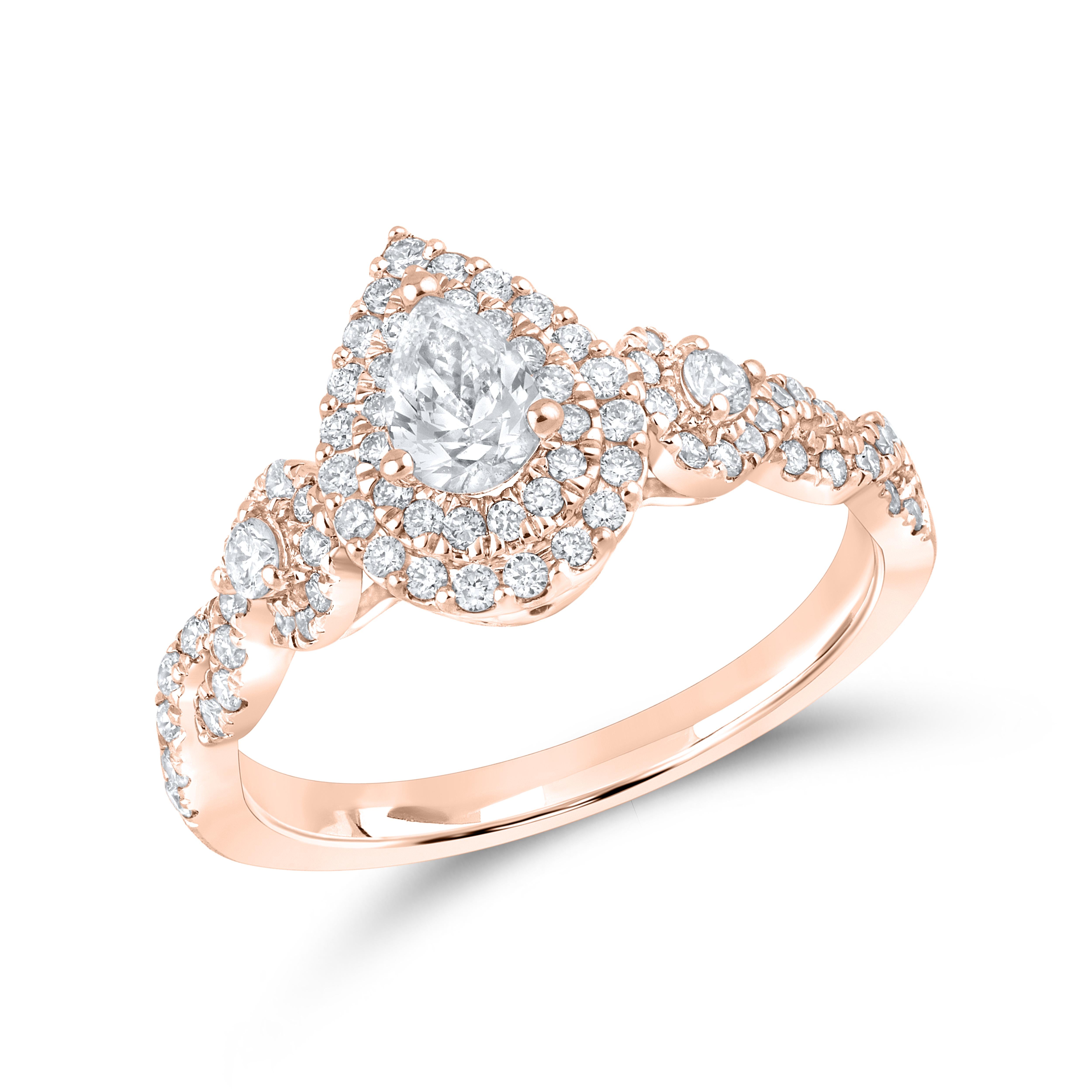14kt Rose Gold Ring 1.00 CTW PEAR SHAPE Diamond Bridal Ring Set