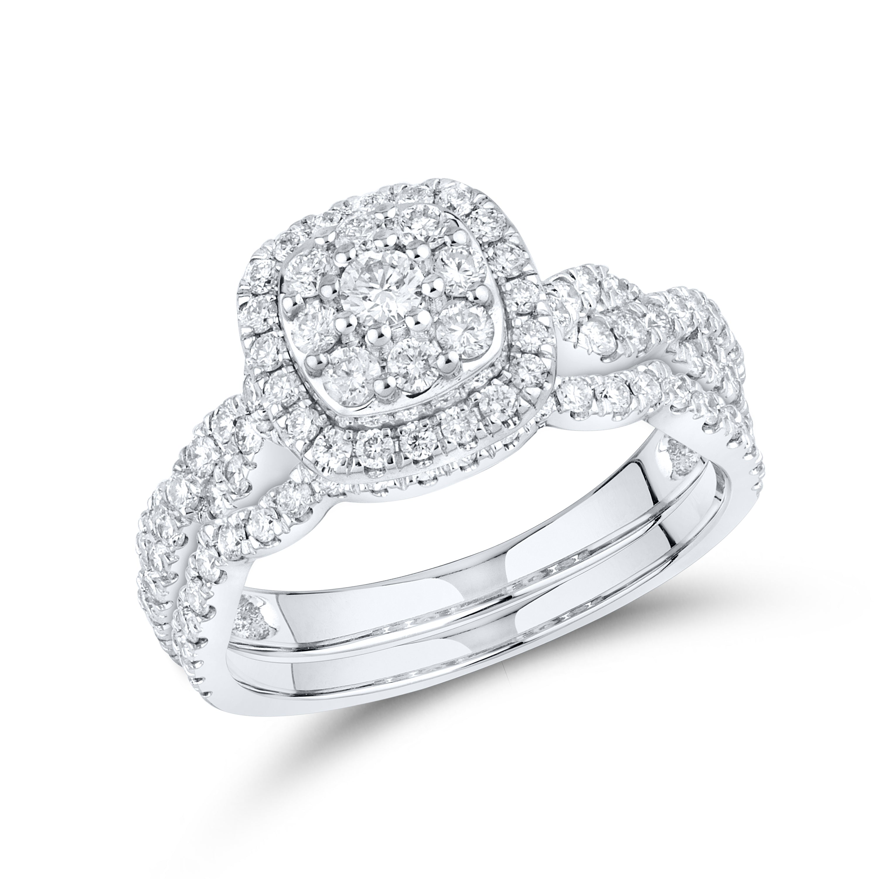 14kt White Gold 1.01 CTW Natural Diamond Bridal Ring Set