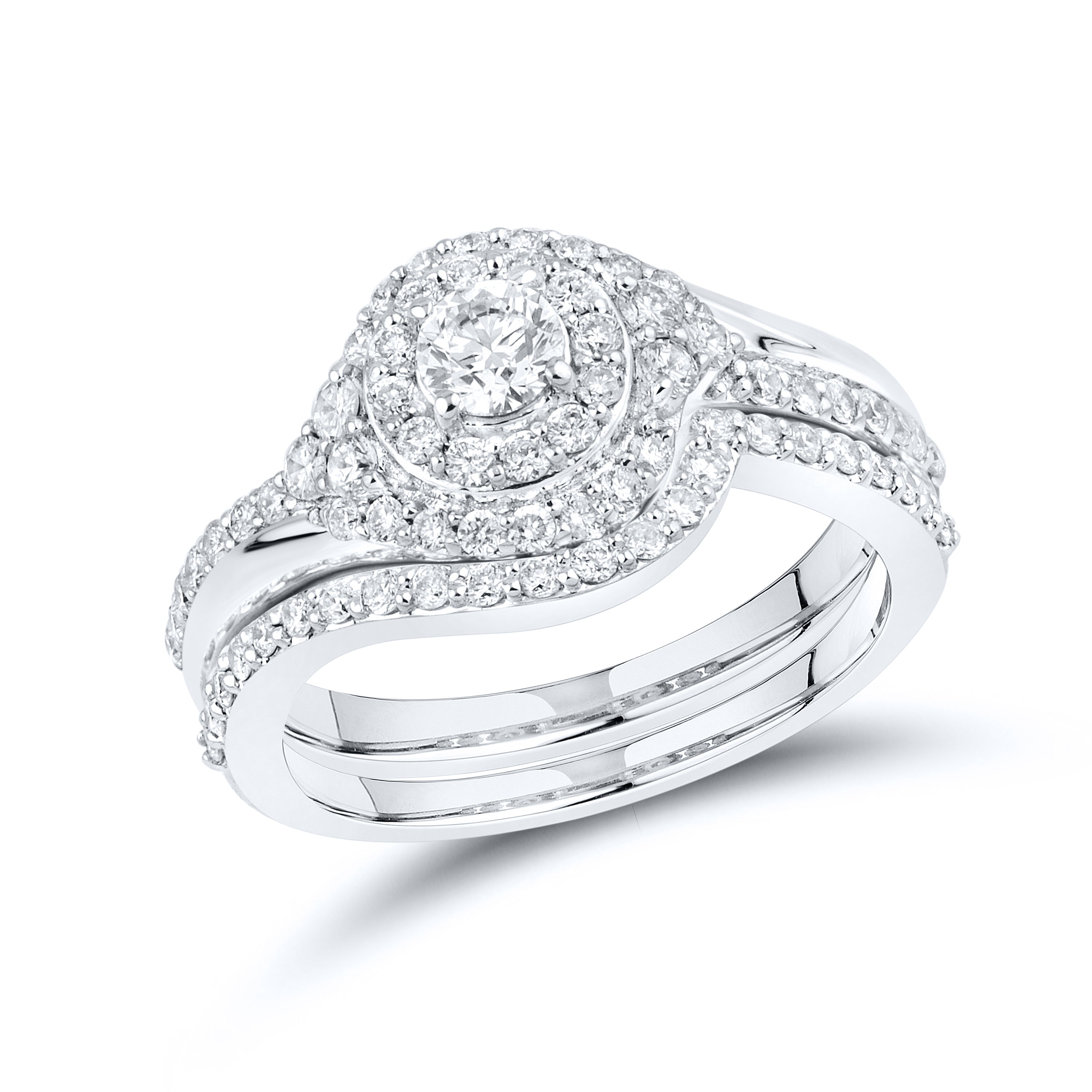 14kt White Gold 1.25 CTW Lab Diamond Engagement Ring Set