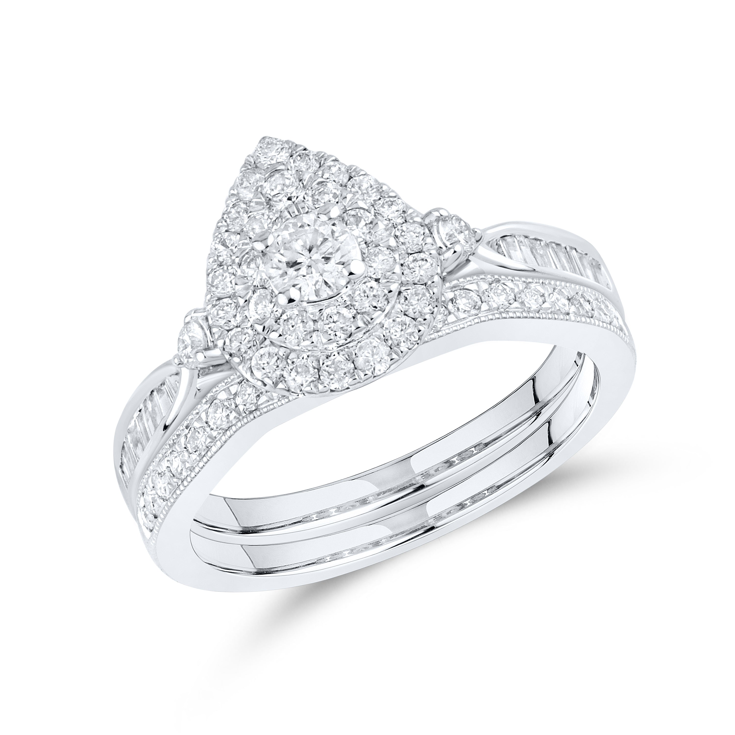 10KT WHITE GOLD 0.99 CTW DIAMOND BRIDAL SET