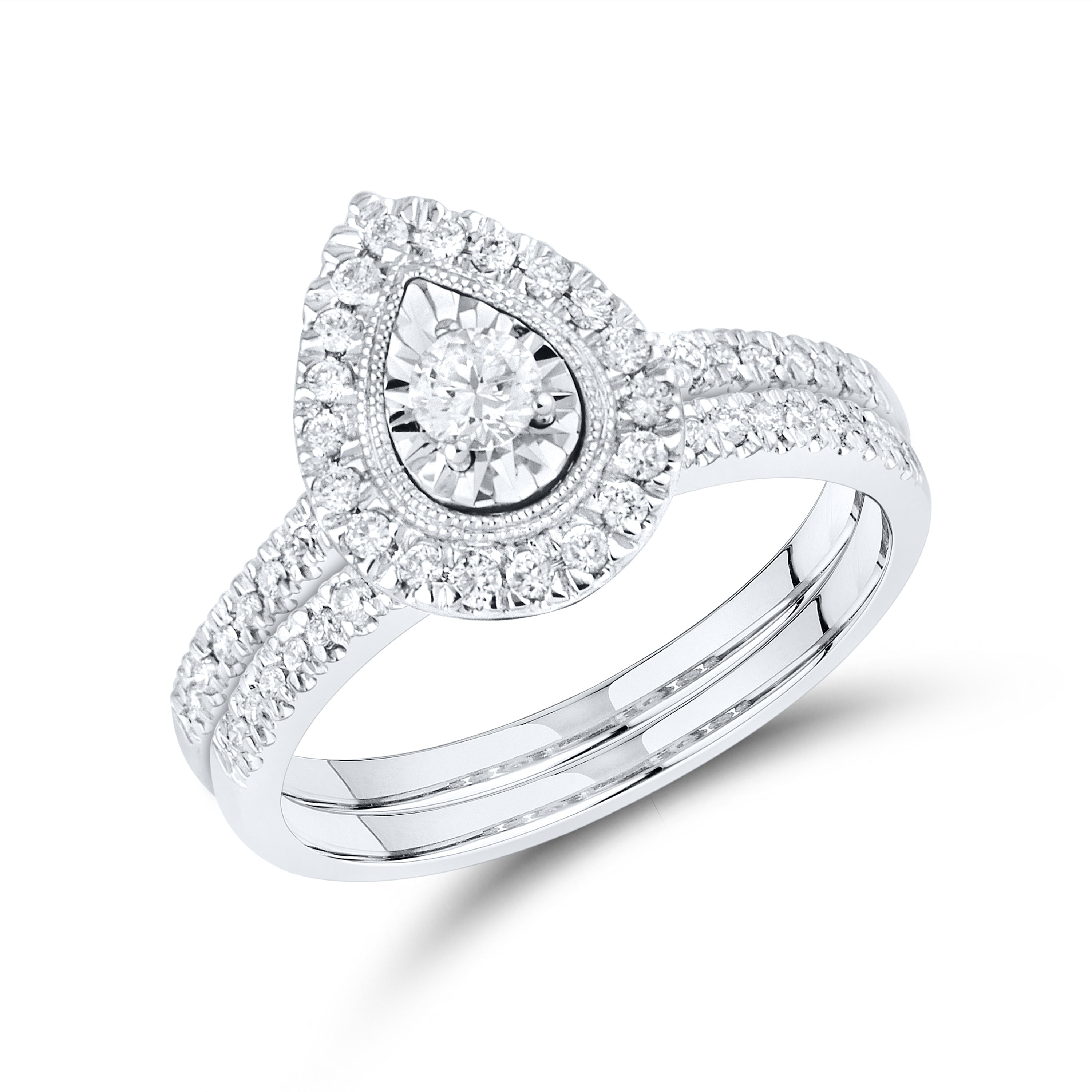 14k white gold 1.05 CTW Natural Diamond Bridal ring set