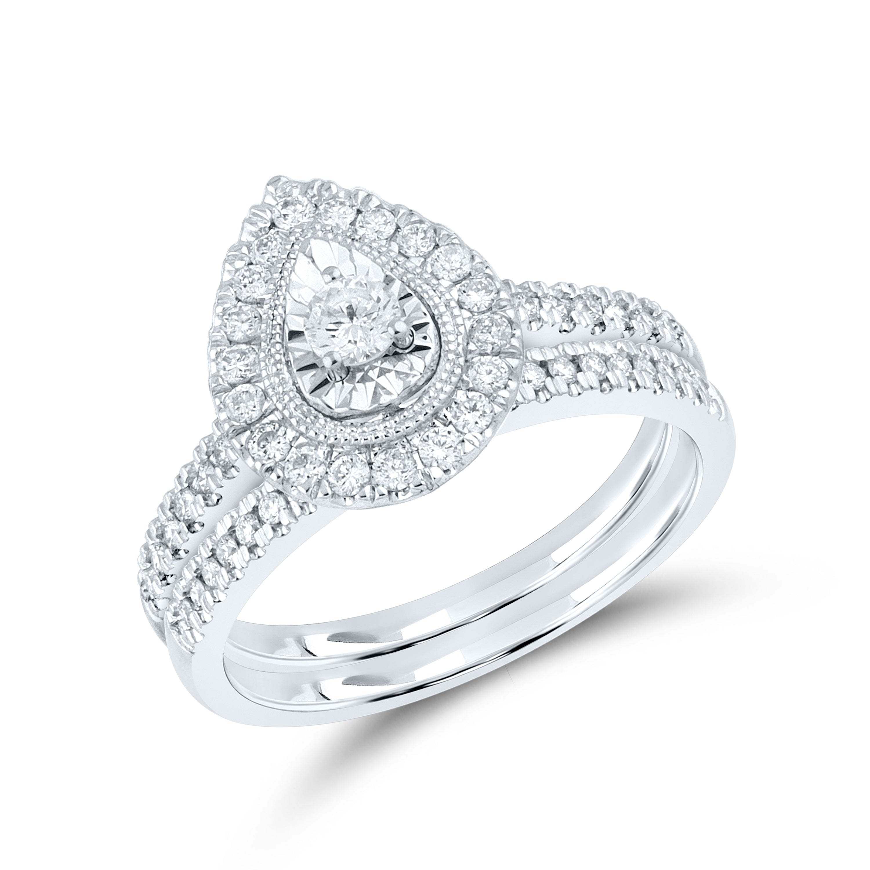 10KT WHITE GOLD 0.49 CTW DIAMOND BRIDAL SET