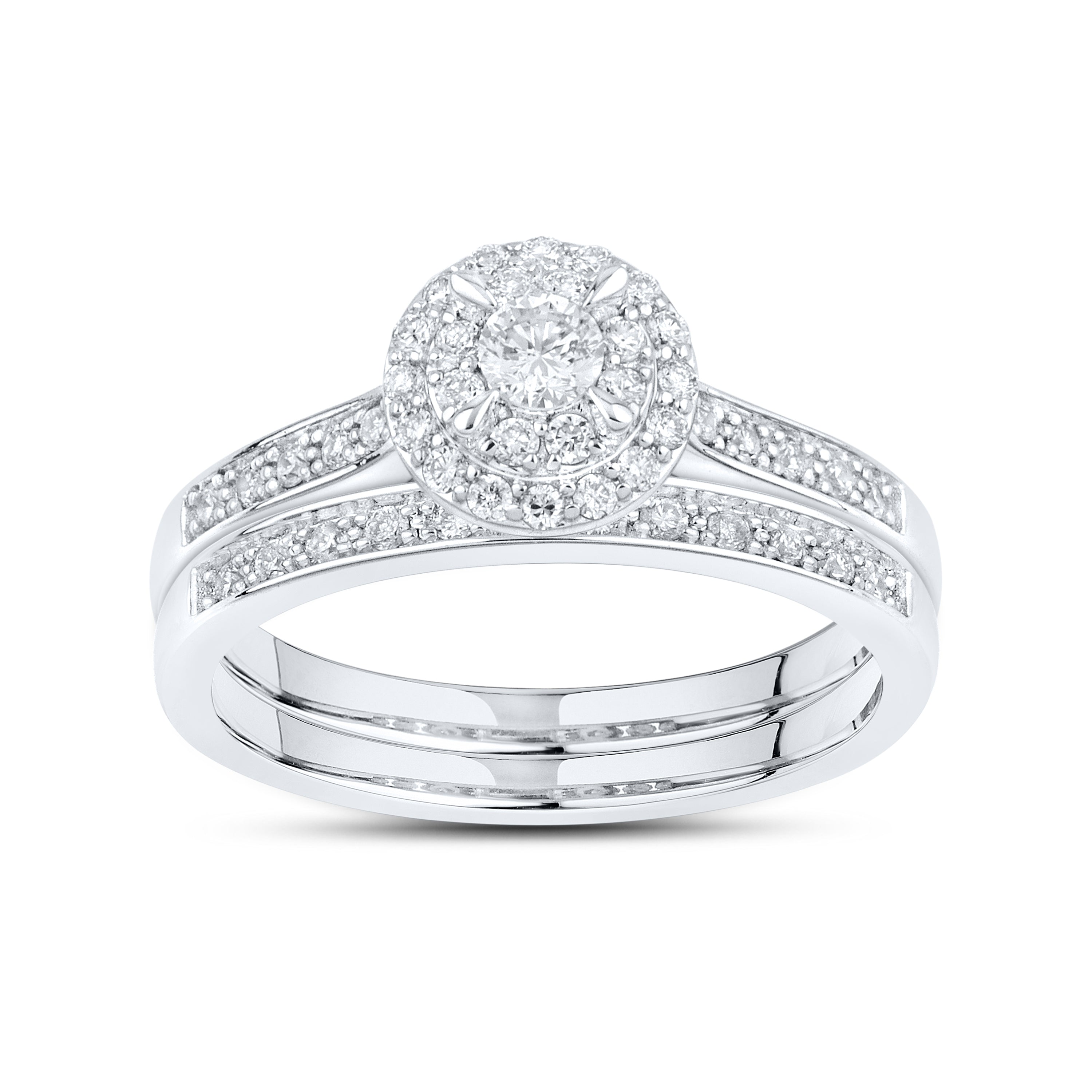 14kt White Gold 0.48 CTW Natural Diamond Bridal Ring Set