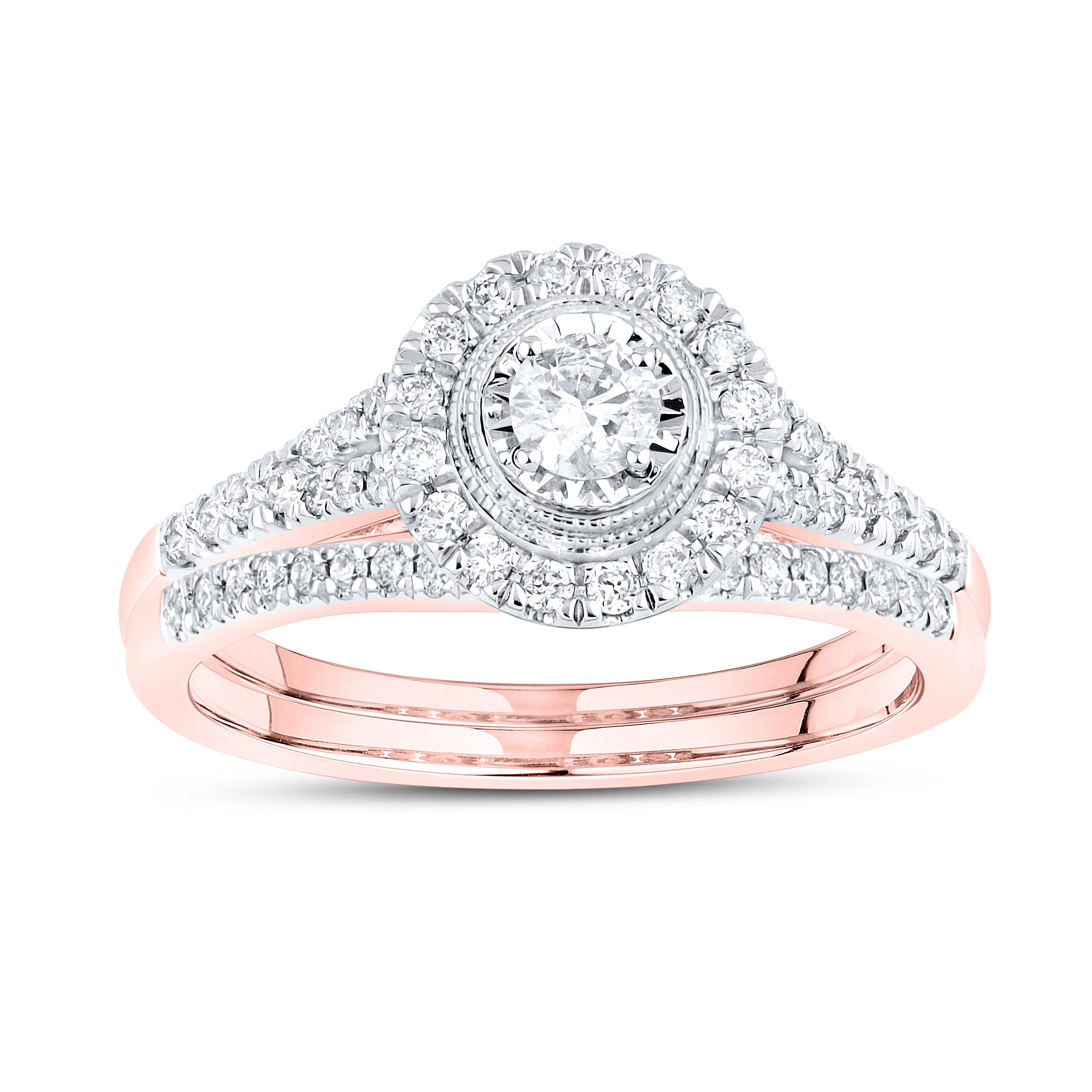 10KT ROSE GOLD 0.53 CTW DIAMOND BRIDAL SET