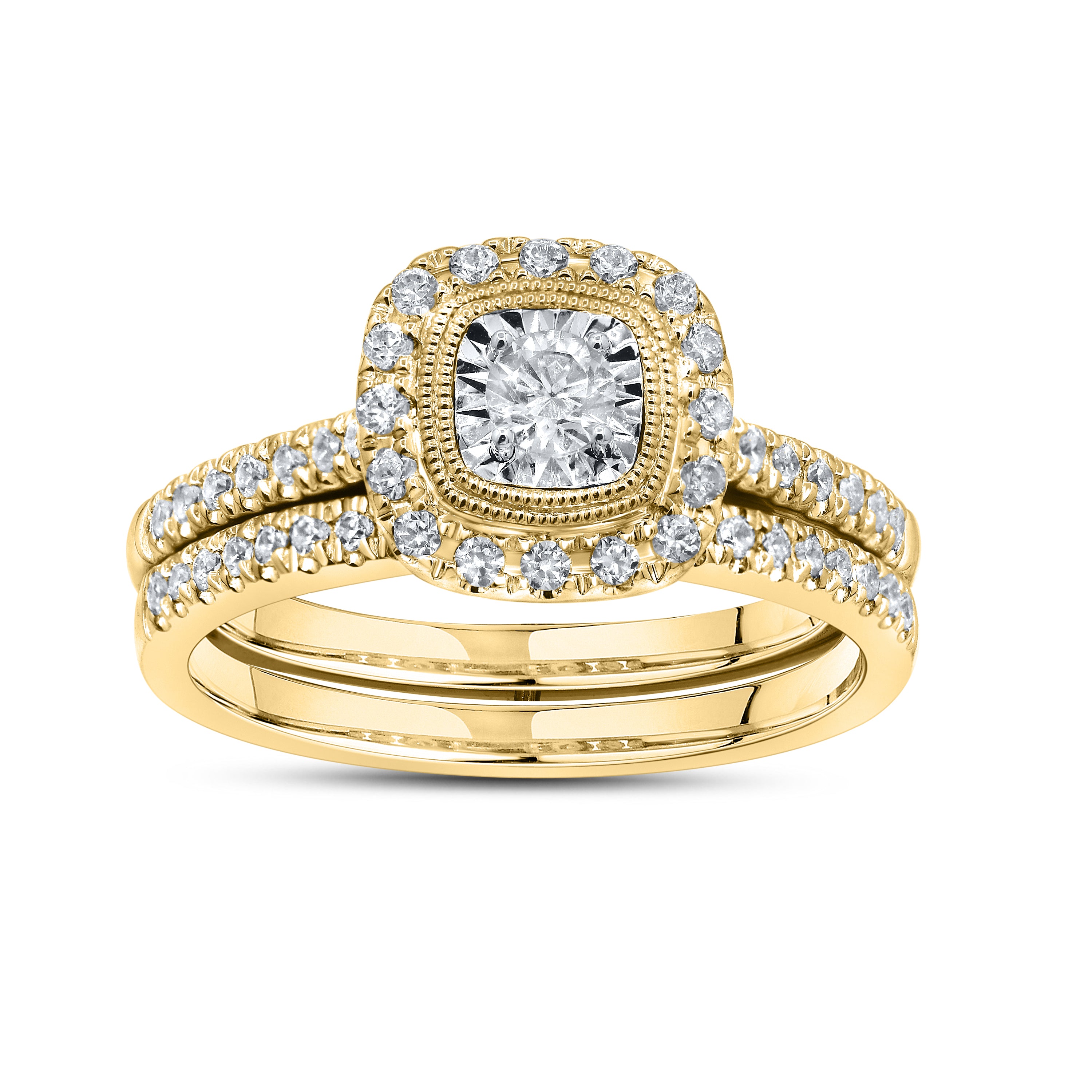 14KT YELLOW & WHITE GOLD 0.53 CTW DIAMOND BRIDAL SET