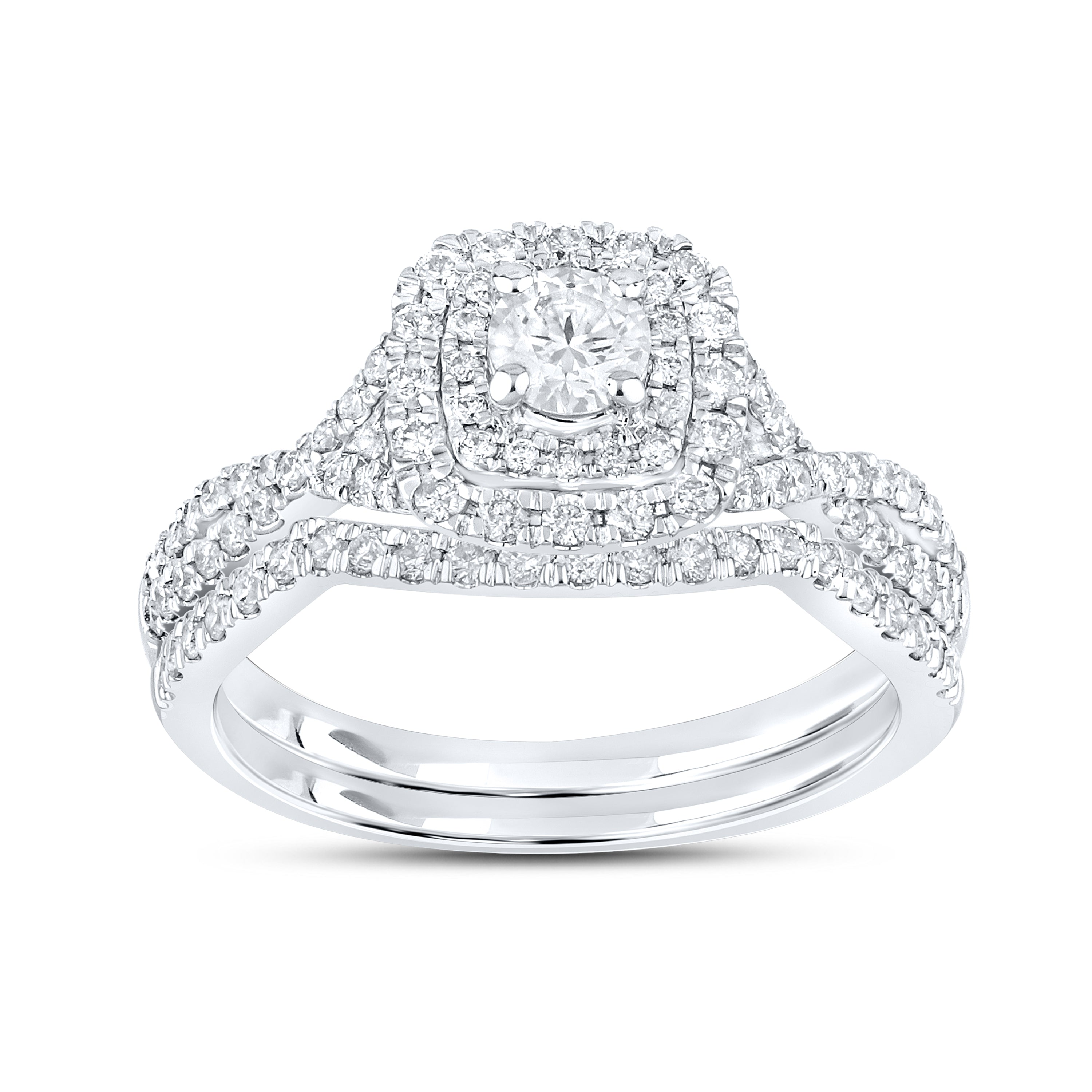 14kt white gold 0.84 CTW Natural Diamond Bridal ring set