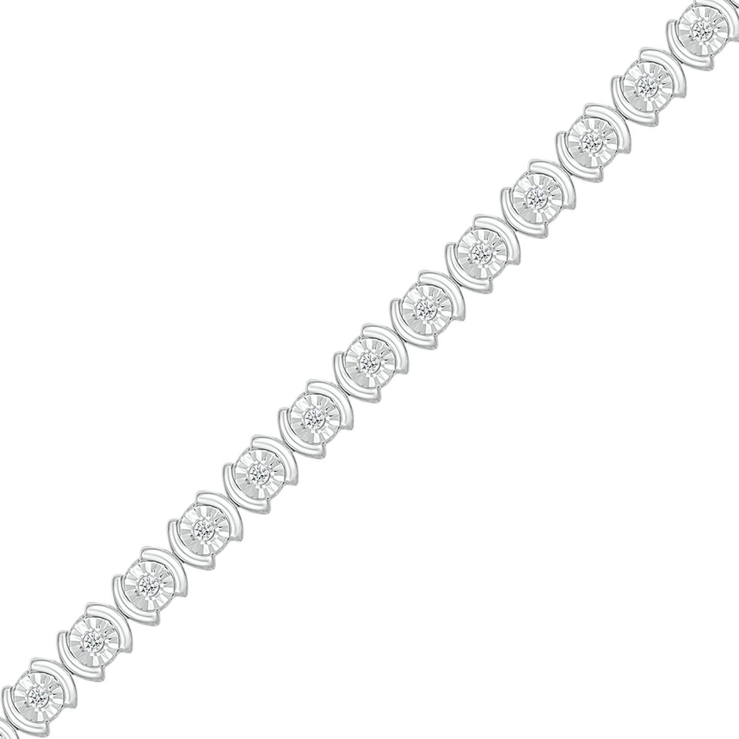 925 Sterling Silver 0.25 CTW Diamond Bracelet 7.25 Inch