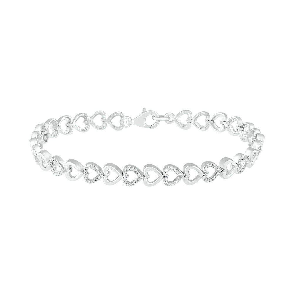 925 Sterling Silver 0.05 CTW Natural Diamond Bracelet
