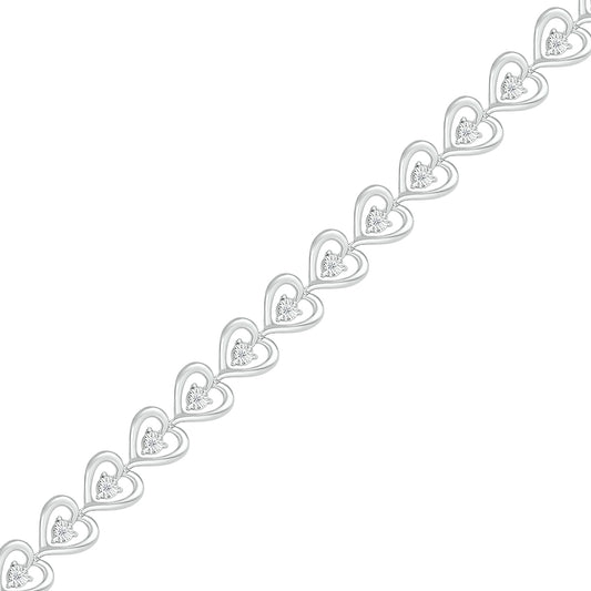 925 Sterling Silver 0.10 CTW Natural Diamond Bracelet