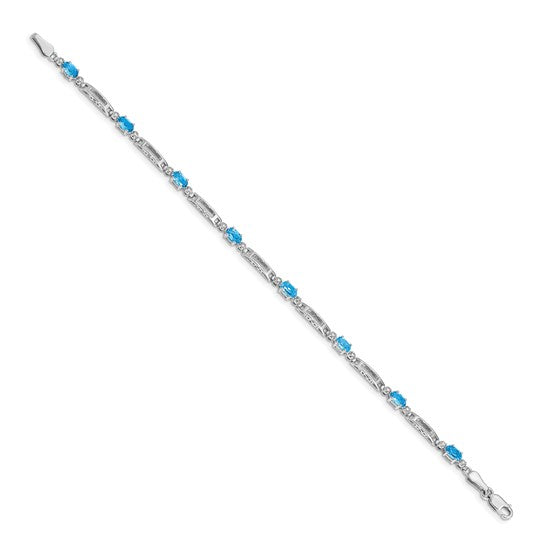 14kt White Gold Diamond and Blue Topaz Bracelet