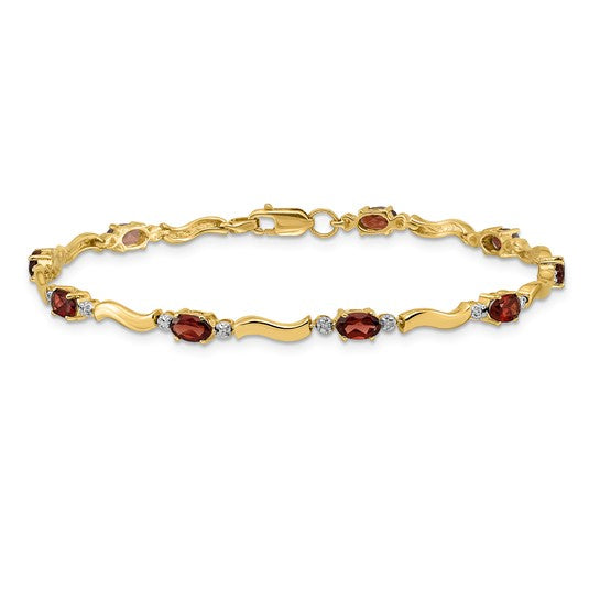14kt Yellow Gold Fancy Diamond and Garnet Bracelet