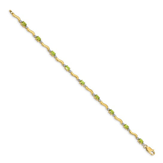 14kt Yellow Gold Fancy Diamond and Peridot Bracelet