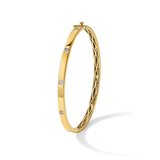 True Origin 14K Yellow Gold 3/4 carat Lab Grown Diamond VS+ F+ 6.75 in Complete Bangle