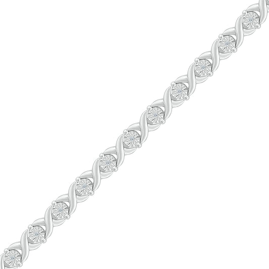 925 Sterling Silver 0.10 CTW Natural Diamond Bracelet