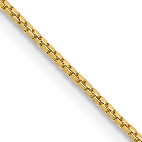 14KT YELLOW GOLD 18 inch .9mm Box with Lobster Clasp Chain