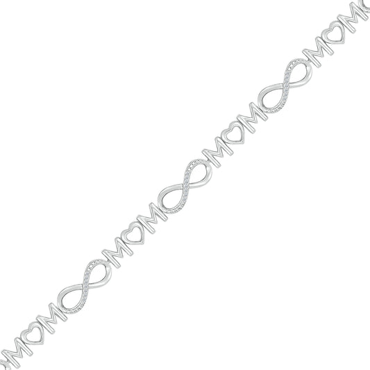 925 Sterling Silver 0.10 CTW Diamond Mom Bracelet