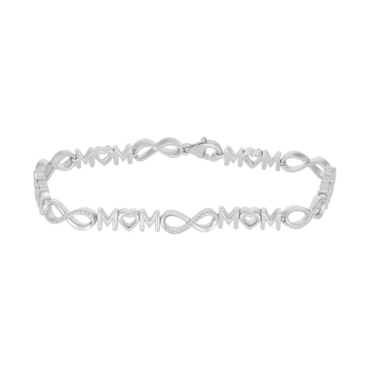 925 Sterling Silver 0.10 CTW Diamond Mom Bracelet