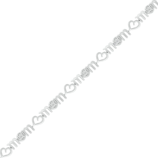 925 Sterling Silver 0.12 CTW Diamond Bracelet 7 Inch