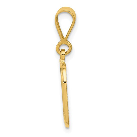 14kt Yellow Gold Textured Initial D Charm