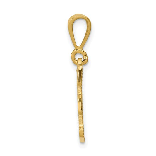 14kt Yellow Gold Textured Initial F Charm