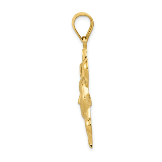 14kt Yellow Gold Satin and Polished Sun Pendant