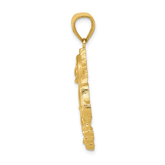 14kt Yellow Gold Solid Polished Dragon Pendant