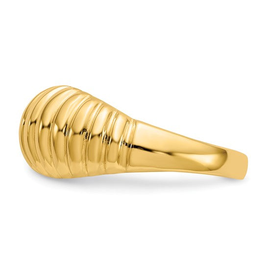 10kt Yellow Gold High Polished Ribbed Dome Ring