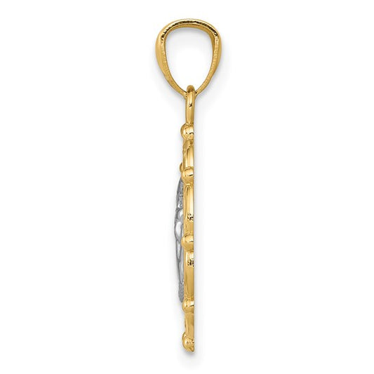 14kt Yellow Gold w/Rhodium Angel Pendant