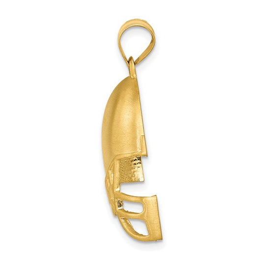14kt Yellow Gold Brushed Football Helmet Pendant