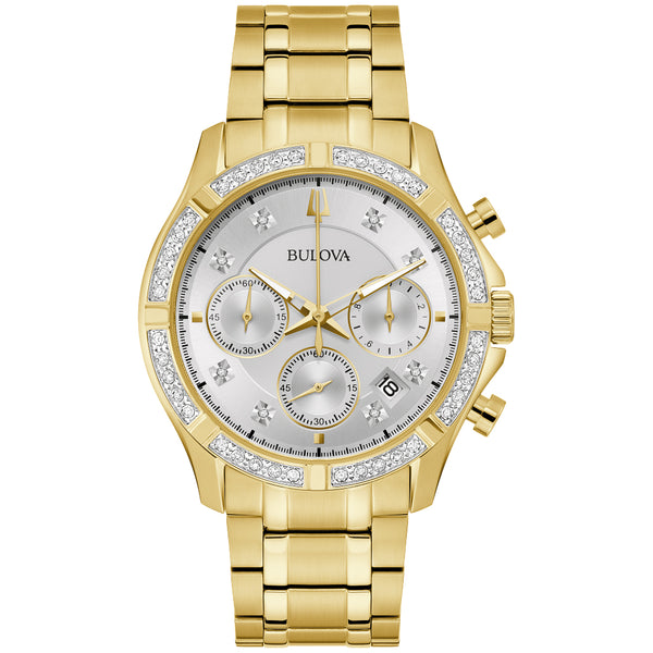 Bulova Diamond Men's Gold Tone Stainless Steel Bracelet Watch