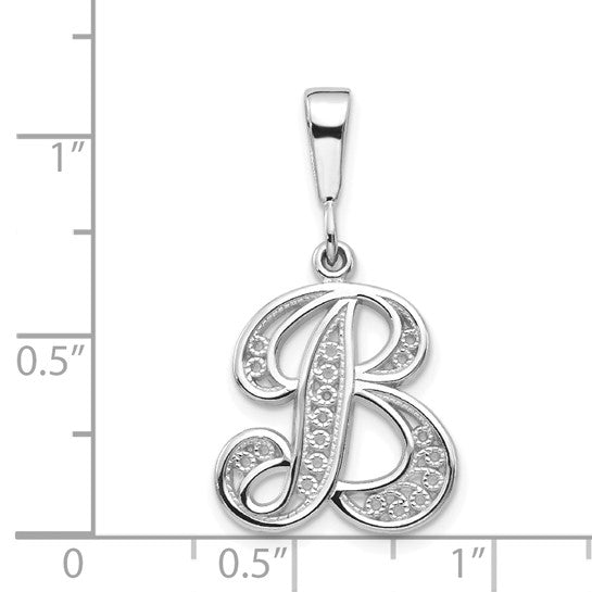 10KT Yellow Gold Filigree Initial B Pendant