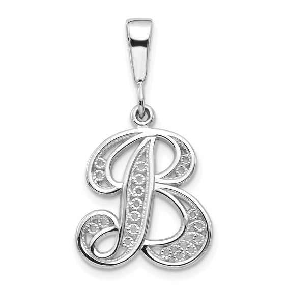 10KT Yellow Gold Filigree Initial B Pendant