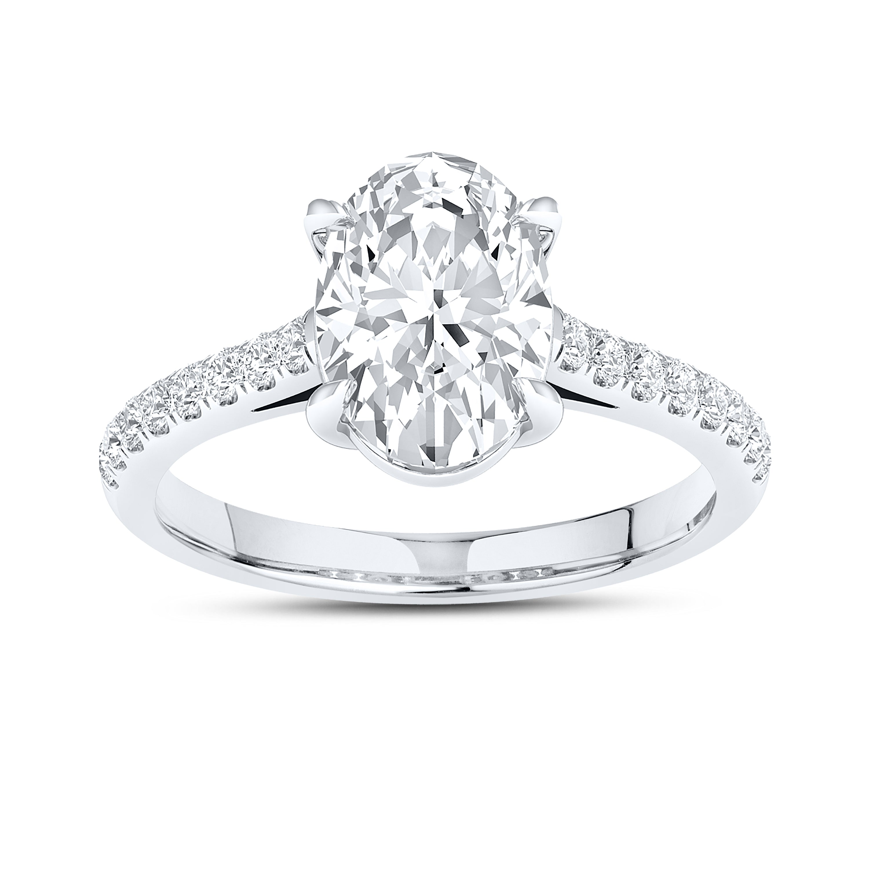 14kt White Gold 2.25 CTW Lab Diamond Oval Shape Solitaire Ring