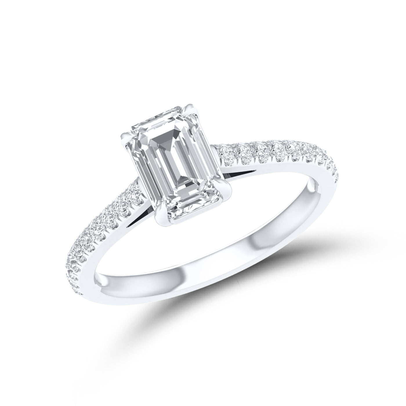 14kt White Gold 1.25 CTW Lab Diamond Emerald Shape Solitaire Ring