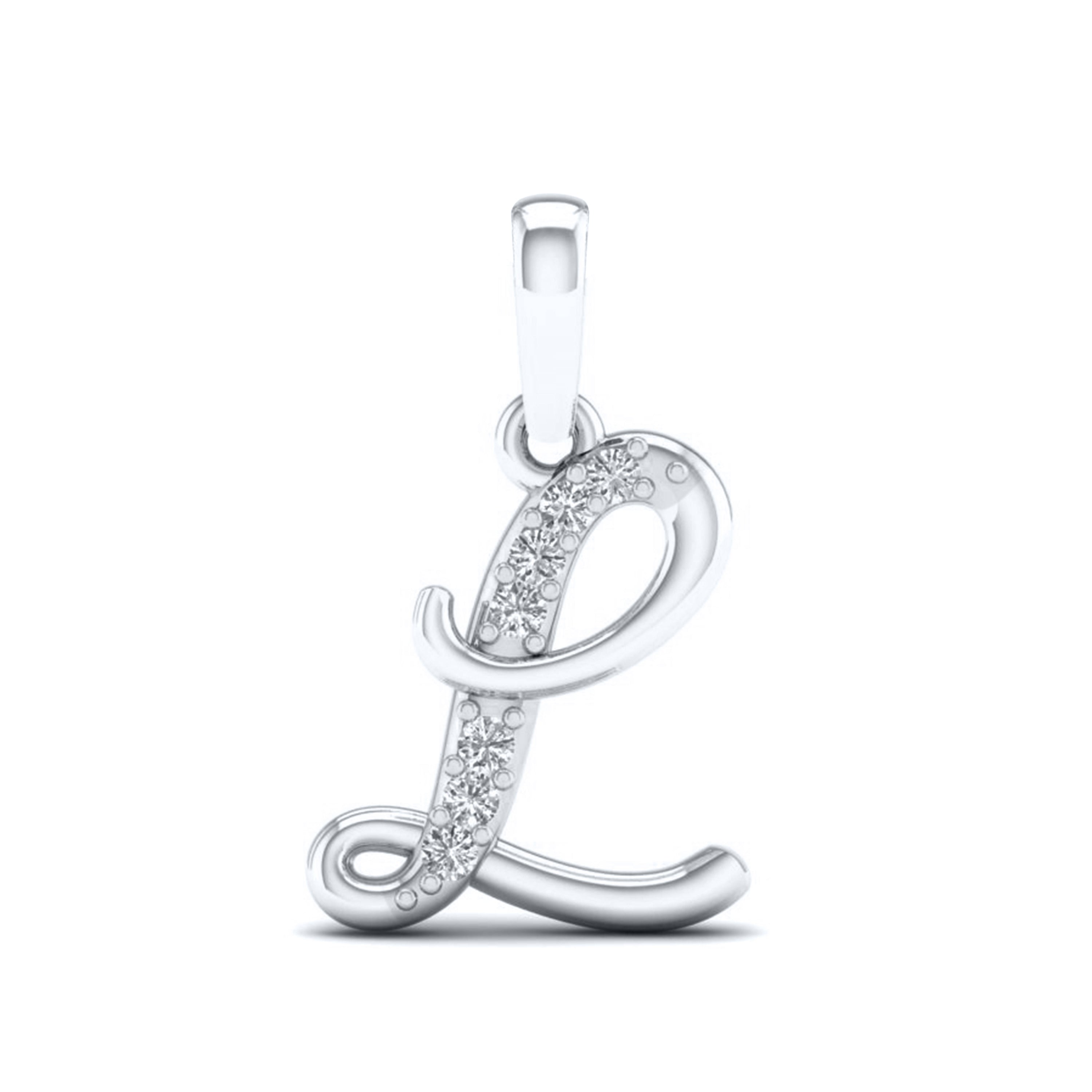 10KT WHITE GOLD 0.04 CTW NATURAL DIAMOND INITIAL L