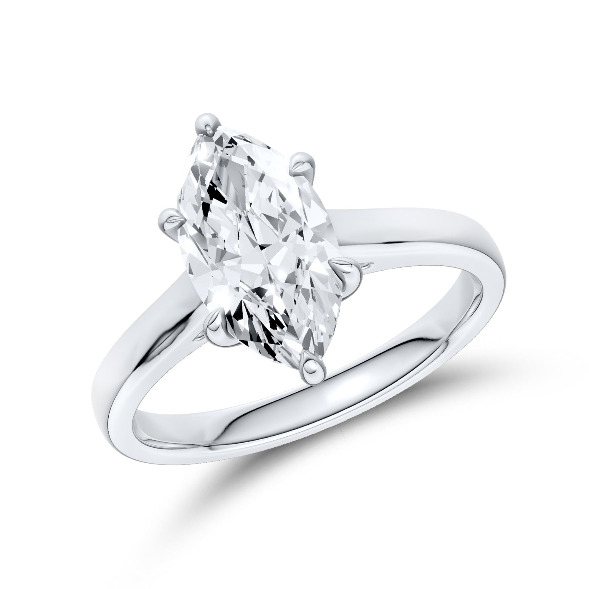 14kt White Gold 1.50 CTW Lab Diamond Marquise Shape Solitaire Ring