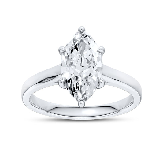 14kt White Gold 1.50 CTW Lab Diamond Marquise Shape Solitaire Ring