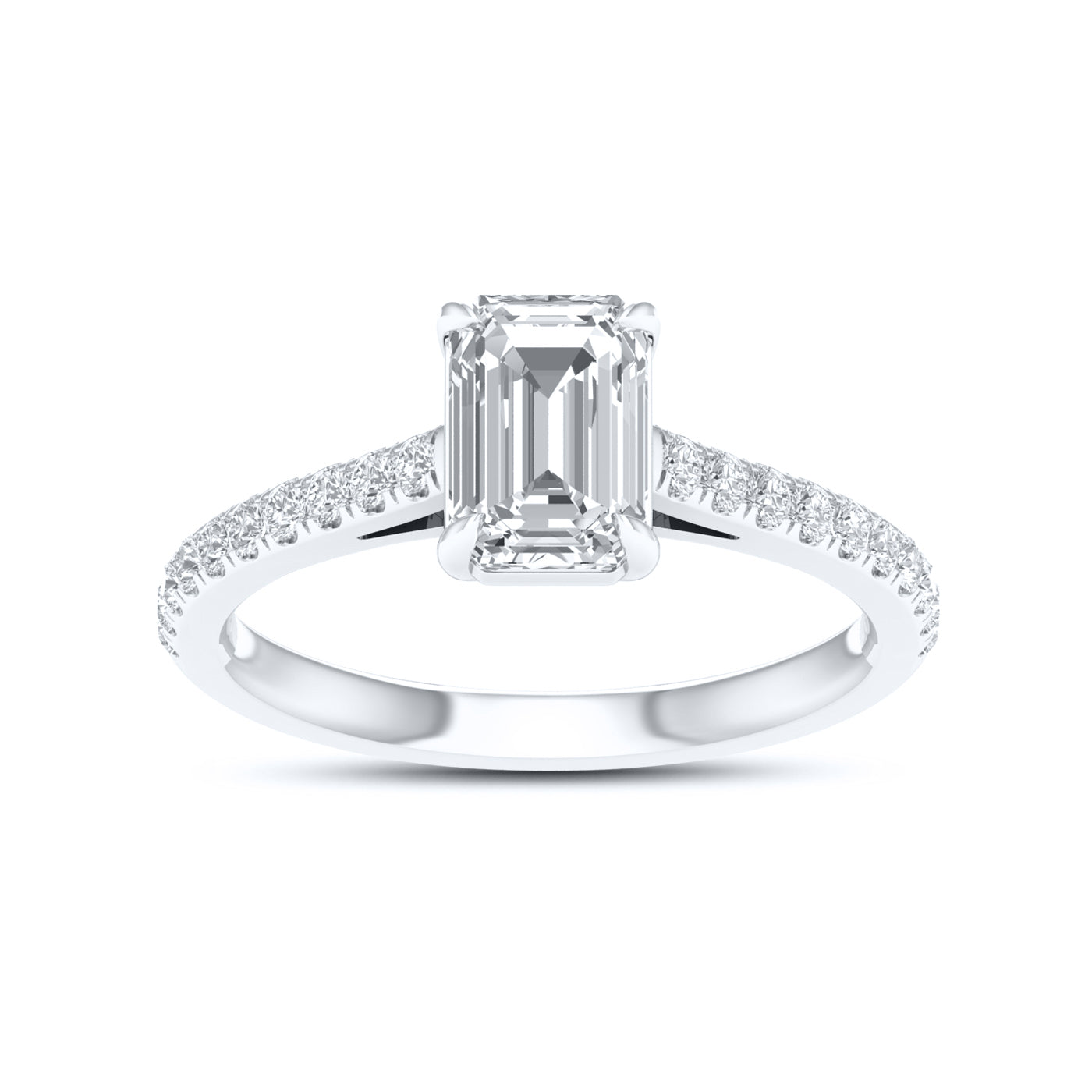 14kt White Gold 1.25 CTW Lab Diamond Emerald Shape Solitaire Ring