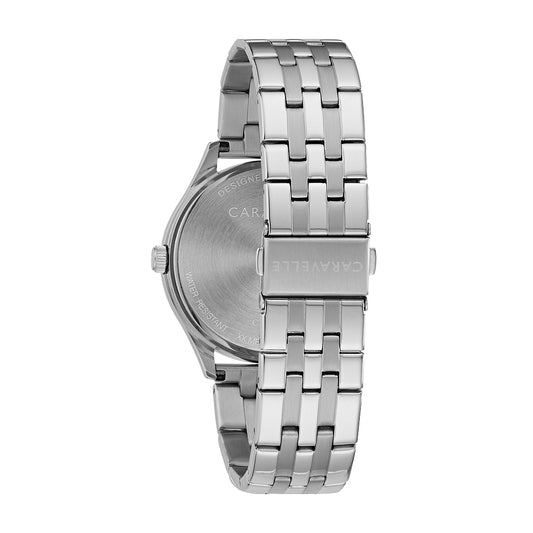 Caravelle Designed By Bulova Mens Silver Tone Stainless Steel Bracelet Watch