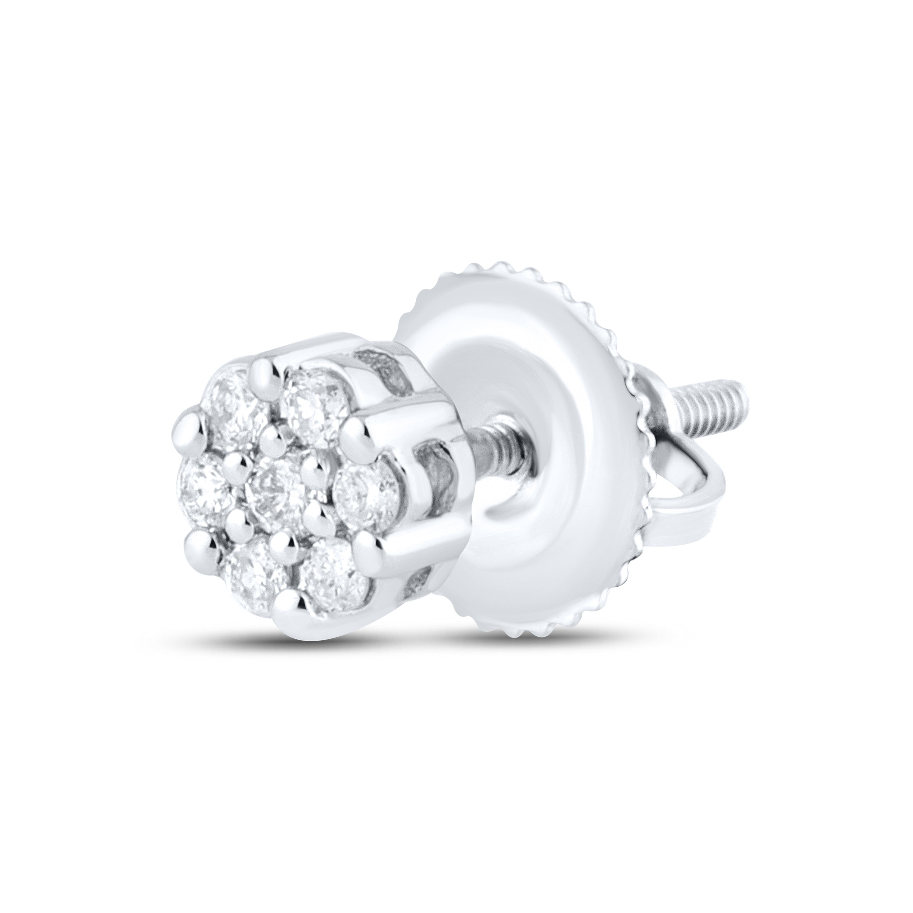 10K White Gold 0.15 ctw Flower Diamond Earrings